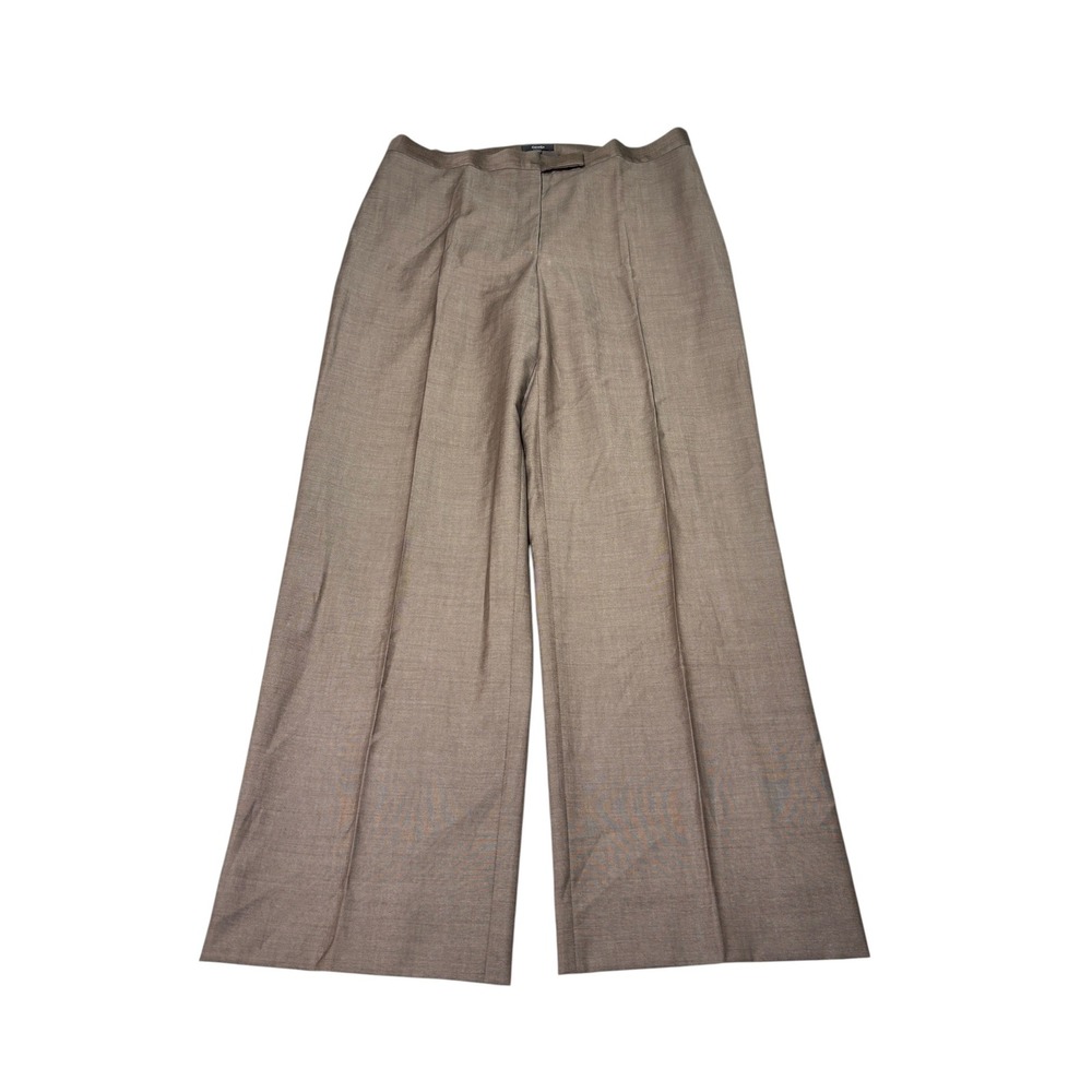 Zanella Debra Brown Wool Wide Leg Pleated Trousers Italy Womens Size 12 34X29